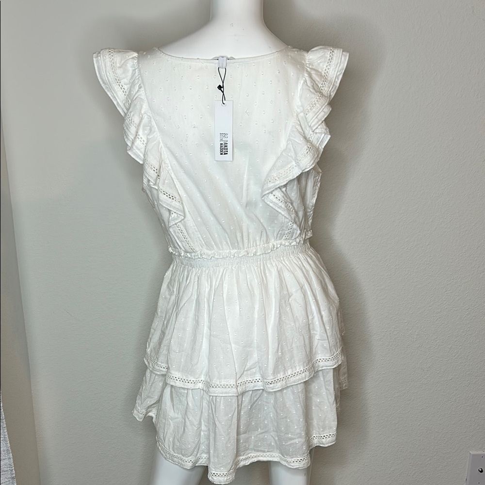 BB Dakota by Steve Madden White Tiered summer Midi Sundress size L - Picture 4 of 9
